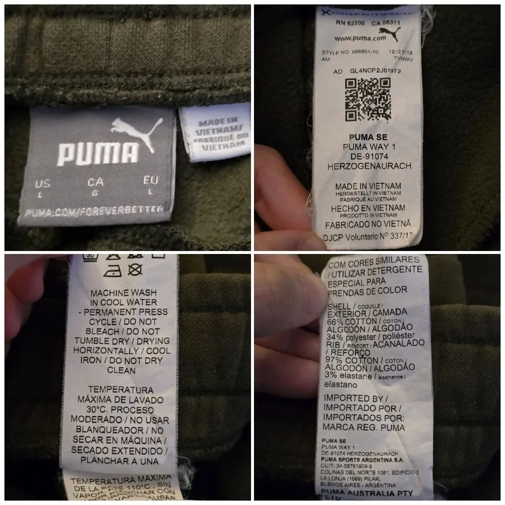 PUMA Men's Fleece Jogger Forest Green Sz L